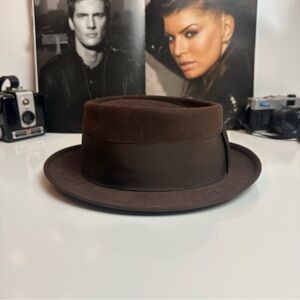 Vintage Stetson Pork Pie Hat Mid-1950s Dark Brown  Mens Fedora